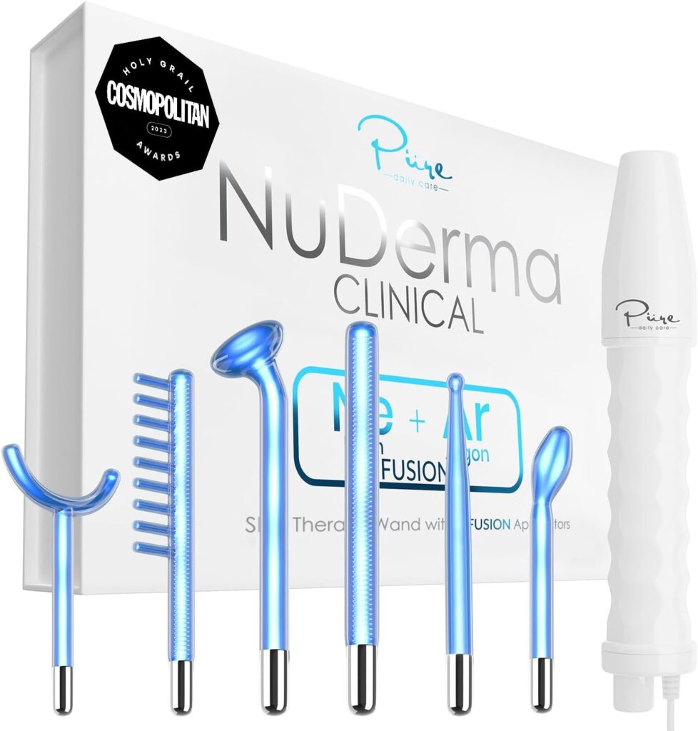 Portable Skin Therapy Machine w 6 Fusion Neon + Argon Wands – Anti Aging - Clarifying - Skin Tightening & Radiance - Wrinkle Reducing | high-frequency wand for clear skin