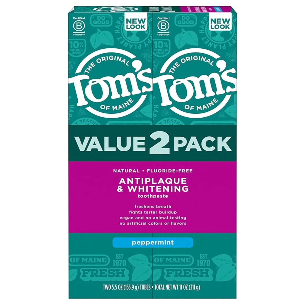 Tom's of Maine Fluoride-Free Antiplaque & Whitening Natural Toothpaste | best toothpaste for bleeding gums and gingivitis